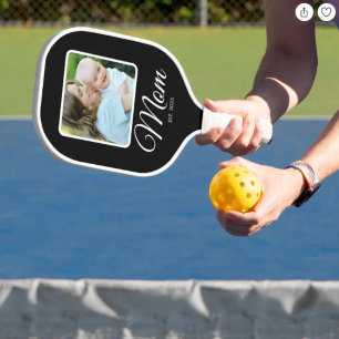 Moeder Opgericht Script Zwart 2 Foto's Pickleball Paddle
