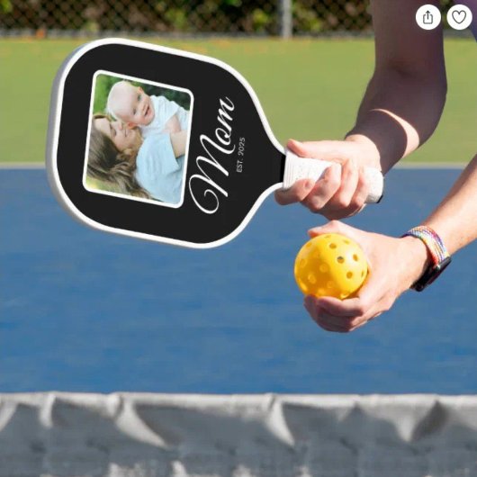 Moeder Opgericht Script Zwart 2 Foto's Pickleball Paddle