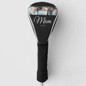 *Moeder Opgericht Script Zwart 3 Foto Cadeau Golfheadcover (Voorkant)