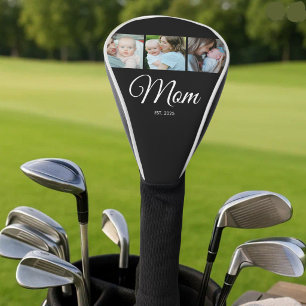 *Moeder Opgericht Script Zwart 3 Foto Cadeau Golfheadcover