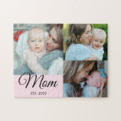 Moeder Opgericht Script Zwart 3 Foto Cadeau Legpuzzel (Horizontaal)