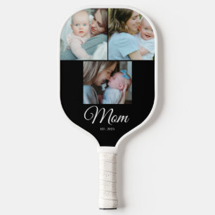*Moeder Opgericht Script Zwart 3 Foto Cadeau Pickl Pickleball Paddle