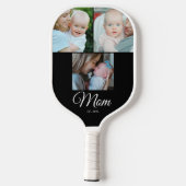 *Moeder Opgericht Script Zwart 3 Foto Cadeau Pickleball Paddle (Achterkant)