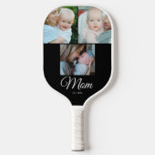 *Moeder Opgericht Script Zwart 3 Foto Cadeau Pickleball Paddle (Voorkant)