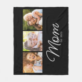 Moeder Opgericht Script Zwart 3 Foto Fleece Deken (Voorkant)