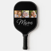 Moeder Opgericht Script Zwart 3 Foto Pickleball Paddle (Achterkant)