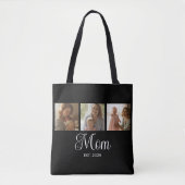 Moeder Opgericht Script Zwart 3 Foto Tote Bag (Voorkant)