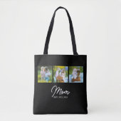 Moeder Opgericht Script Zwart 3 Foto Tote Bag (Voorkant)