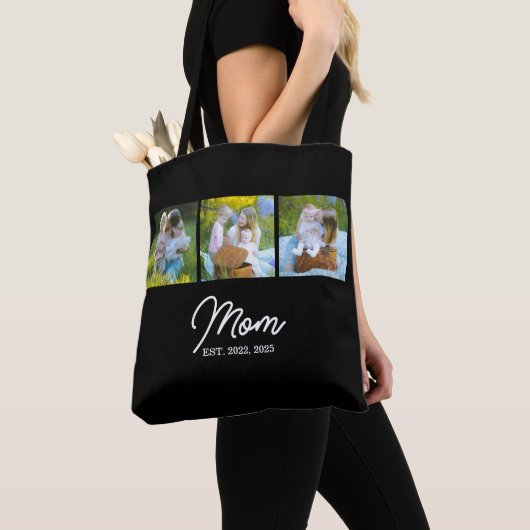 Moeder Opgericht Script Zwart 3 Foto Tote Bag (Dichtbij)