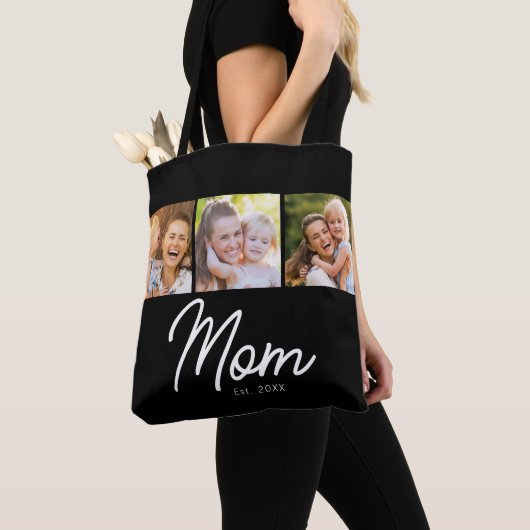 Moeder Opgericht Script Zwart 3 Foto Tote Bag (Dichtbij)