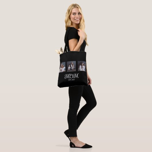 Moeder Opgericht Script Zwart 3 Foto Tote Bag (Op model)
