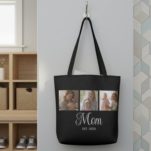 Moeder Opgericht Script Zwart 3 Foto Tote Bag