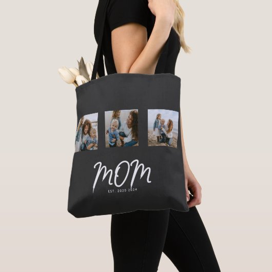 Moeder Opgericht Script Zwart 3 Foto Tote Bag (Dichtbij)