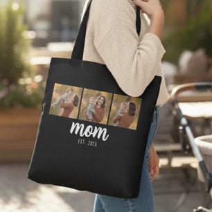 Moeder Opgericht Script Zwart 3 Foto's Tote Bag