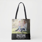 Moeder Opgericht Script zwart Foto Cadeau  Tote Bag (Voorkant)