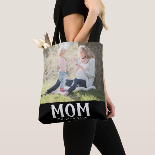 Moeder Opgericht Script zwart Foto Cadeau  Tote Bag (Dichtbij)
