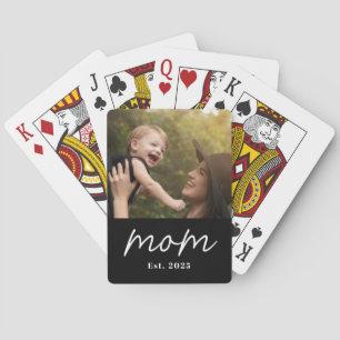 Moeder Opgericht Script Zwart Foto Pokerkaarten