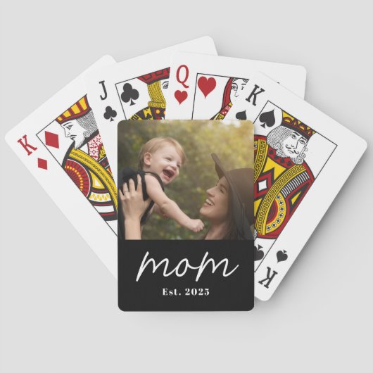 Moeder Opgericht Script Zwart Foto Pokerkaarten (Achterkant)