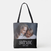 Moeder Opgericht Script Zwart Foto Tote Bag (Achterkant)