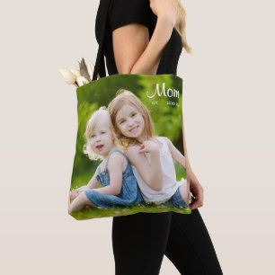 Moeder Opgericht Script Zwart Foto Tote Bag