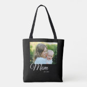 Moeder Opgericht Script Zwarte Foto Cadeau Tote Bag (Achterkant)