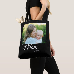 Moeder Opgericht Script Zwarte Foto Cadeau Tote Bag