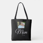 Moeder Opgericht Script Zwarte Foto Cadeau Tote Bag (Achterkant)