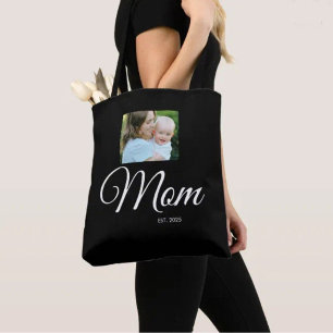 Moeder Opgericht Script Zwarte Foto Cadeau Tote Bag