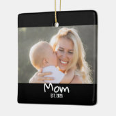 Moeder Opgericht Script Zwarte Foto Keramisch Ornament (Links)