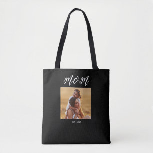 Moeder Opgericht Script Zwarte Foto Tote Bag