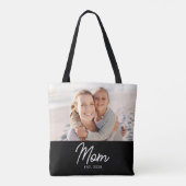 Moeder Opgericht Script Zwarte Foto Tote Bag (Achterkant)