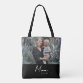 Moeder Opgericht Script Zwarte Foto Tote Bag (Achterkant)