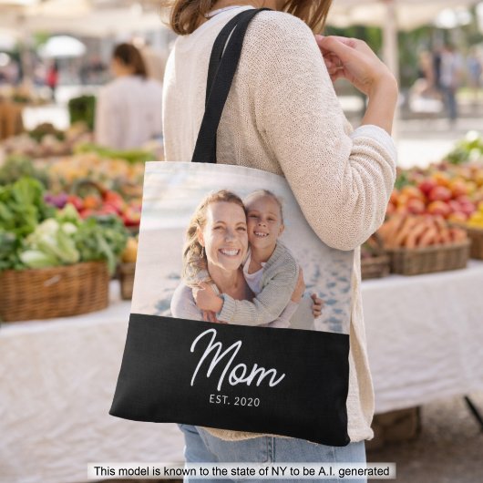 Moeder Opgericht Script Zwarte Foto Tote Bag