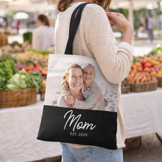 Moeder Opgericht Script Zwarte Foto Tote Bag