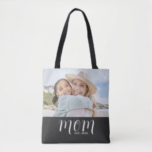 Moeder Opgericht Script Zwarte Foto Tote Bag