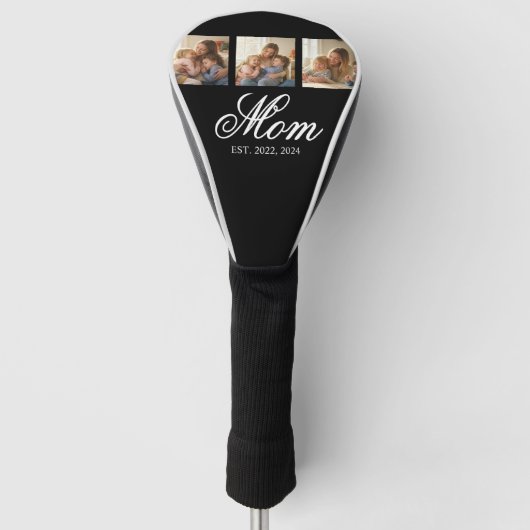 Moeder Opgericht Witte Elegante Script 3 Foto Golfheadcover (Voorkant)