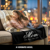 Moeder Opgericht Witte Elegante Script Foto Fleece Deken