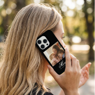 Moeder Opgericht Witte Elegante Script Foto iPhone 15 Pro Case
