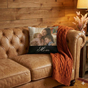 Moeder Opgericht Witte Elegante Script Foto Kussen
