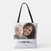 Moeder Opgericht Witte Foto Aangepaste Jaar Elegan Tote Bag (Achterkant)