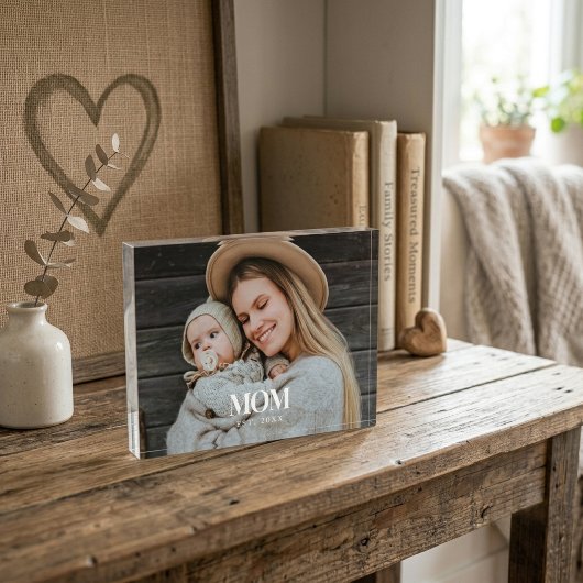Moeder Opgericht Witte Typografie Foto Cadeau