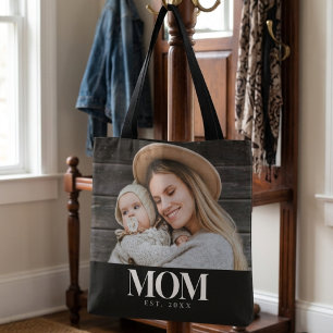 Moeder Opgericht Witte Typografie Foto Cadeau Tote Bag