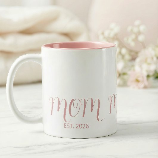 Moeder Opgericht Zoete Roze Script Nieuwe Moeder C Tweekleurige Koffiemok