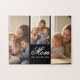 Moeder Opgericht Zwart Elegant Schrift 3 Foto Legpuzzel