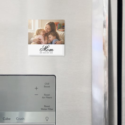 Moeder Opgericht Zwart Elegant Script Foto Magneet (Insitu (Koelkast))