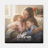 Moeder Opgericht Zwart Elegant Script Foto Magneet (Voorkant)