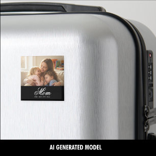 Moeder Opgericht Zwart Elegant Script Foto Magneet
