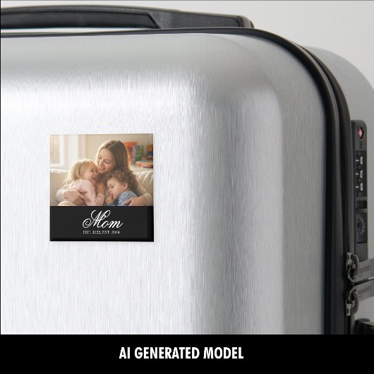 Moeder Opgericht Zwart Elegant Script Foto Magneet