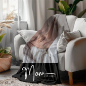 Moeder Opgericht Zwart Modern Minimaal Script Foto Fleece Deken