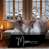 Moeder Opgericht Zwart Modern Minimaal Script Foto Fleece Deken